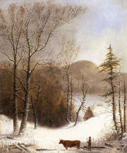 Winter Landscape with Log Cart by George Henry Durrie