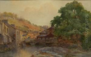 River Scene With Houses