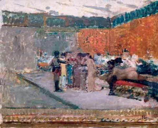 La Prima Idea Del Dipinto: La Lotta Dei Gladiatori Durante Una Cena A Pompei. - view 1