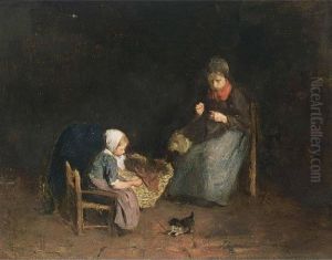 A Mother And Child In An Interior by Albertus Johan Neuhuys