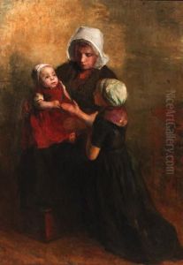 Playing With Little Sister by Albertus Johan Neuhuys