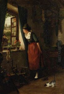 Peeking Out The Window by Albertus Johan Neuhuys