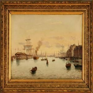 Harbour Scene From Copenhagen by Carl Johan Neumann