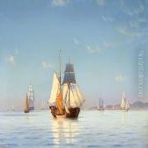 A Summer's Day At Sea Near Raageleje by Carl Johan Neumann