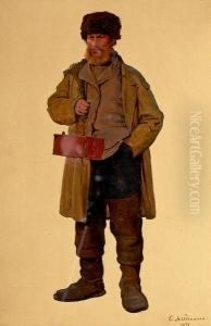 The Fisherman Soren Kruse From Skagen. Signed C. Neumann 1870 by Carl Johan Neumann