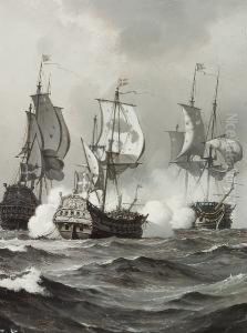 Six Grisailles With Naval Battle Scenes From The Danish Swedish War Six Grisailles With Naval Battle Scenes From The Danish Swedish War