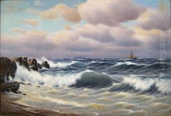 'skibe For Klippekyst Antagelig Kullen' (ships At Sea) - view 1