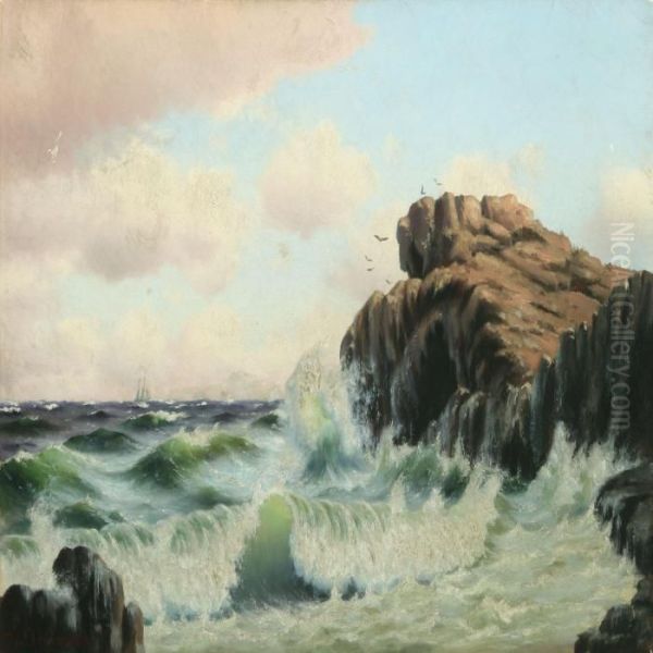 Coastel Scenery Withsailing Boat In The Horizon - view 1