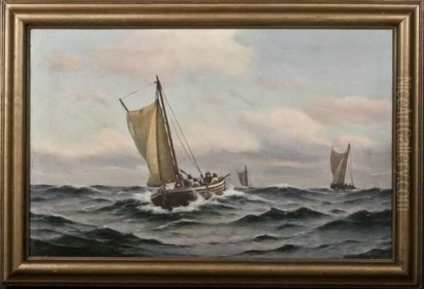 Johan Neumann, Danish Fishermen At Sea - view 1