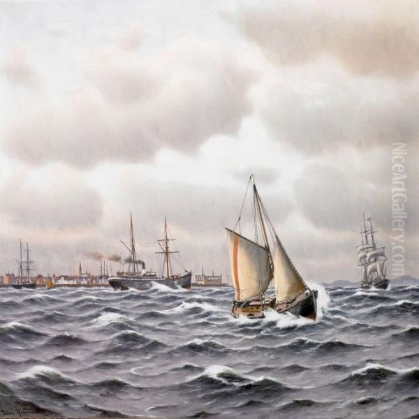Along The Coast At Helsingor, In The Background Kronborg Castle - view 1