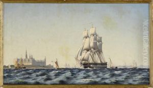 Fregatten Und Kriegsmarine Vor Schloss Kronborg. Fregatten Und Kriegsmarine Vor Schloss Kronborg.