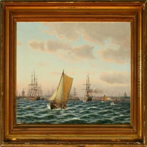 An Evening Harbour Scenery From Copenhagen by Johann Neumann