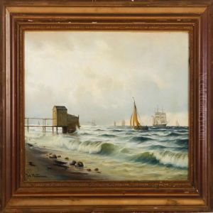 "bygevejr, Hornbaek". Signed Joh. Neumann by Johann Neumann