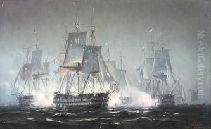 The 'prins Christian Frederik' In The Battle Of Zealand Point by Johann Neumann