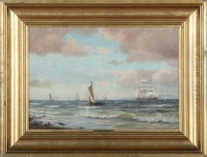 Coast With Several Sailing Ships At The Sea Coast With Several Sailing Ships At The Sea