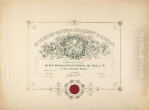 2 Bll.: Aufnahmeurkunden In Den
Munchener Turnverein Und Die Bayerische Gartenbaugesellschaft In
Munchen. by Eugen Neureuther
