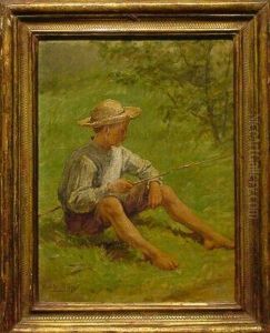 Boy Fishing by Hugh Newell