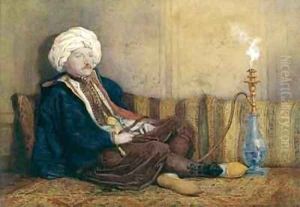 Portrait of Sir Thomas Philips in Eastern Costume Reclining with a Hookah by Richard Dadd
