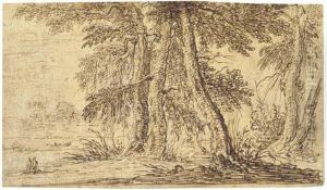 A Copse Of Mature Trees With Two Figures A Copse Of Mature Trees With Two Figures