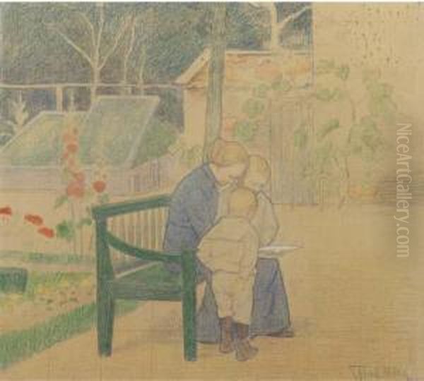 Plaatjes Kijken; Johanne Hart 
Nibbrig-moltzer And Her Sons Pieterjacobus (1896) And Christiaan (1899) 
In The Garden Of Their House'olmenhove' In Laren. - view 1
