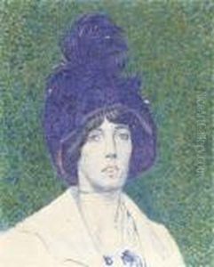 Dame Met Blauwe Hoed - Lady With Blue Hat by Ferdinand Hart Nibbrig