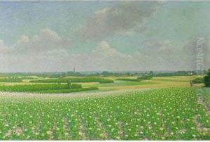 A Panoramic View On The "eng", Blaricum by Ferdinand Hart Nibbrig