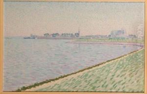 A Panoramic View Of Veere At High Tide by Ferdinand Hart Nibbrig