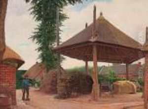 A Farmer Near A Hay-barn