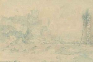 Landscape with cattle and a bridge by Richard Dadd