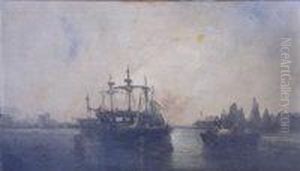 Warships And Other Shipping At Anchor