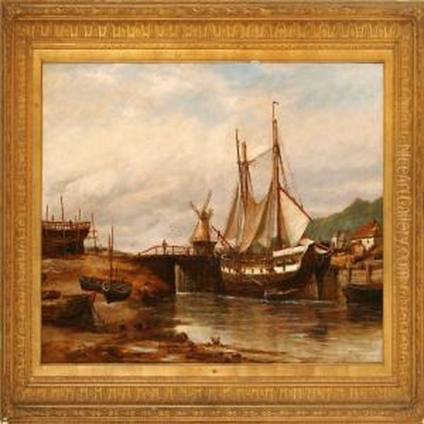View Of A River With Sailing Ships At A Lock - view 1