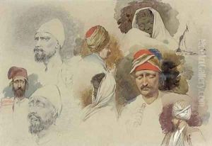 Study of Eastern heads and figures by Richard Dadd