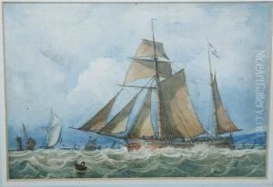 Seascape With French Fleet Off The Coast, Bears Signature Verso