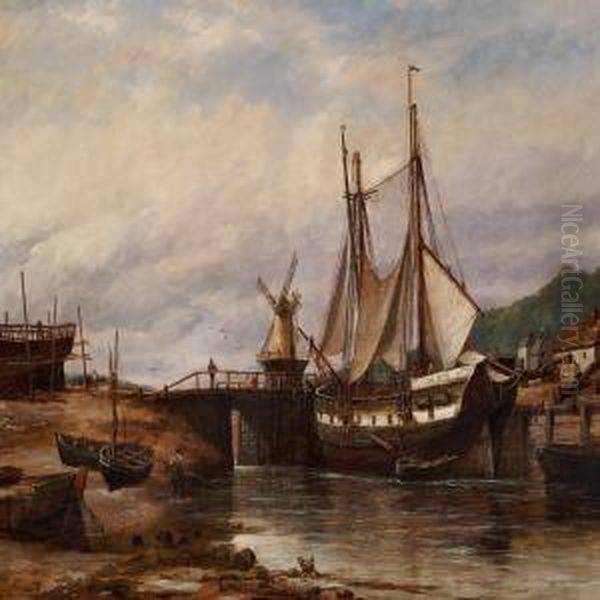 View Of A Riverwith Ships At A Lock - view 1