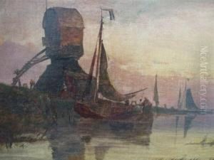 Dutch Canal Scene Near Rotterdam, Label Verso