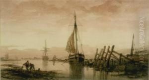 Evening On The Adur, Sussex by Richard Henry Nibbs
