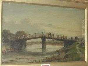 Figure On A Bridge Within A Landscape Figure On A Bridge Within A Landscape