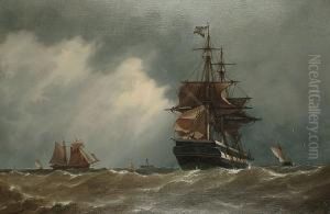 Heaving-to Off The Lightship Waiting For A Pilot