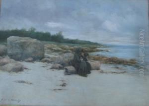 Two Figures Resting On Abeach