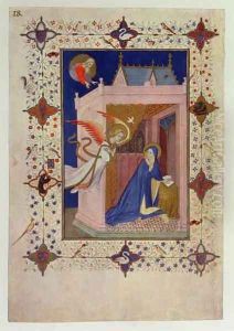 Hours of Notre Dame Matins The Annunciation from the Tres Riches Heures du Duc de Berry by Jacquemart De Hesdin