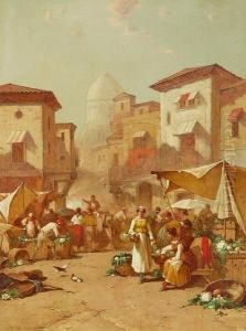 An Outdoor Market by George Washington Nicholson