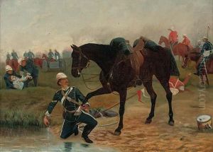 Colonial Battle Scene by George Washington Nicholson