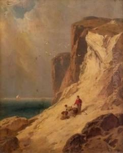 Travellers By Cliffs by George Washington Nicholson