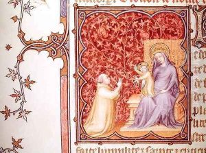 Jean de France 1340-1416 Duke of Berry Praying Before the Virgin and Child from Les Petites Heures de Duc de Berry by Jacquemart De Hesdin