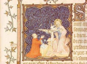 Jean de France 1340-1416 Duke of Berry Praying Before the Crucified Jesus from Les Petites Heures de Duc de Berry by Jacquemart De Hesdin