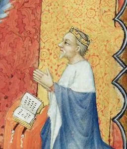 Jean de France 1340-1416 Duke of Berry Praying Before the Eternal Father from Les Petites Heures de Duc de Berry 2 by Jacquemart De Hesdin