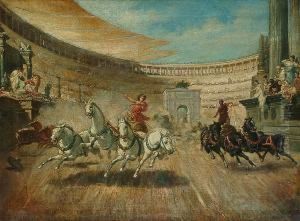 A Chariot Race At The Collesseum by Erskine E. Nicol