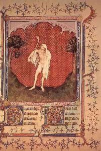 The fool from the Psalter of Jean de Berry by Jacquemart De Hesdin