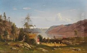 Fjordlandskap Med Hoystakker 1870