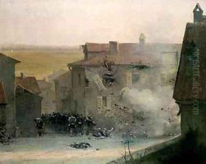 A War torn Village by Jean Baptiste Edouard Detaille